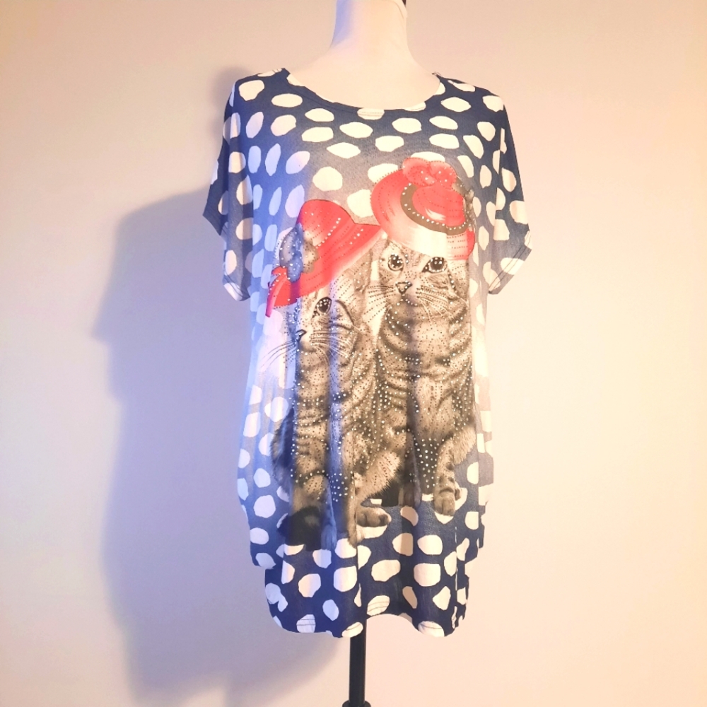 Cat Blouse With Bling - One Size Fits Most